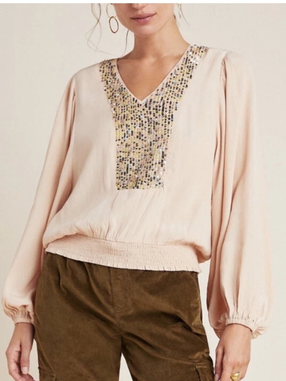 Anthropologie Maeve Kristie Sequin Blouse xs